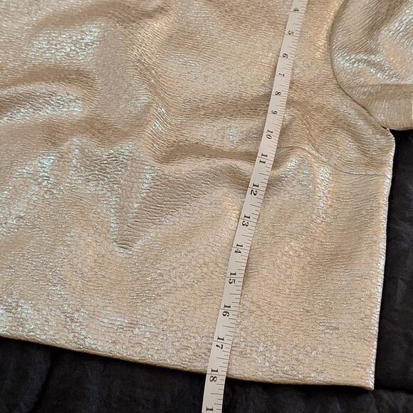 NWT Club Monaco Ralph Lauren Shirt Women's M Cropped Metallic Champagne Evening - Picture 7 of 9